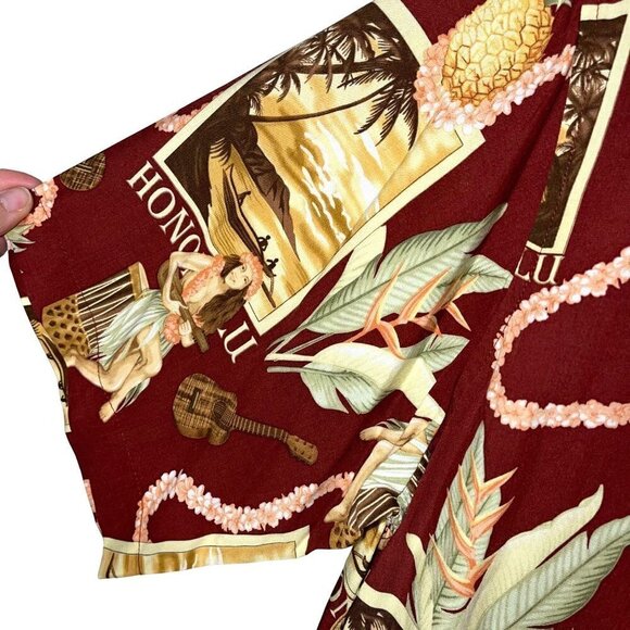 Reyn Spooner Mens Shirt Red Size Small Vintage Honolulu Hula Pineapple Print - Picture 3 of 9